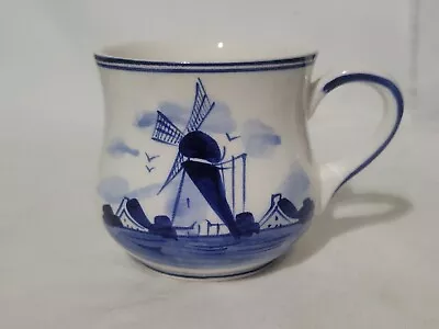 Vintage DELFT BLUE  Mug Coffee Cup Windmill Dutch Flower Hand Painted  • $11.99