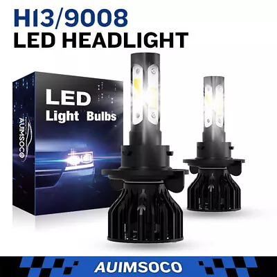 H13 9008 LED Headlight Bulbs Kit Hi Low Beam Bright 100W 4000LM 8000K 6000K 2x • $29.99