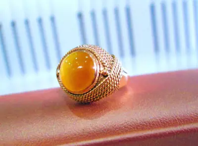 Heavy 18ct Yellow Gold Round Cabochon Tigers Eye Solitaire Rope Ring Size L • £450