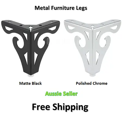 $30 • Buy 4 X Furniture Legs Black Chrome Metal 100mm Cabinet Table Couch Sofa Lounge