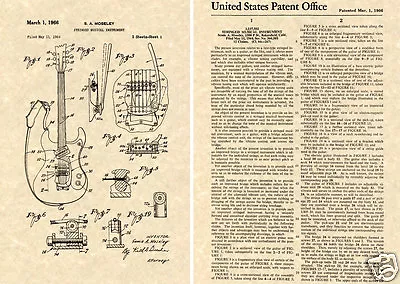 Vintage MOSRITE MARK 1 Guitar & Bass Patent Art Print READY TO FRAME Moseley One • $9.95