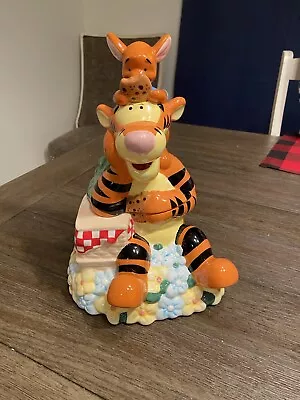 Rare Vintage NEW Disney Winnie The Pooh Tigger & Roo Talking Ceramic Cookie Jar • $150