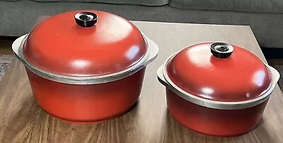 2pc Set Club Aluminum Red 8 & 3.5 Quart Dutch Oven Vintage Stock Pot • $95