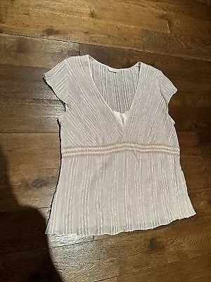 M&S Women’s Blouse Size 22 Peach Party Textured Special Occasion Sparkly • £2.50