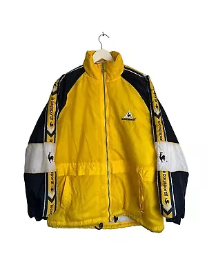 Vintage Le Coq Sportif Yellow Jacket Embroidered Designer Size S M Oversize • £29.99