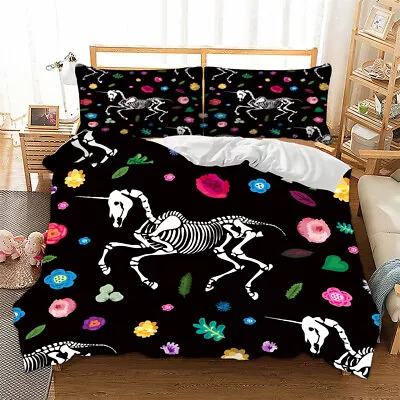 £20.99 • Buy Skull Duvet Cover Set Single Double King Quilt Cover Bedding Set & Pillow Cases