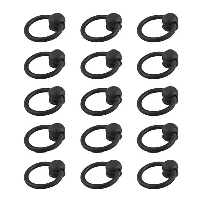 Black Wrought Iron Mission Ring Cabinet Pulls 2  Drop Rust Resistant Pack Of 15 • $111.99