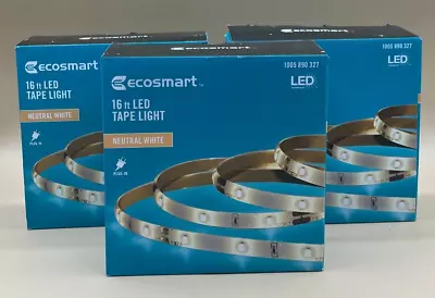 Set Of 3 NEW EcoSmart 16 Ft. Indoor Neutral White LED Strip Lights • $15