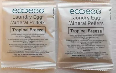 2 Packs X ECOEGG Laundery Egg Mineral REFILL Pellets ~TROPICAL BREEZE~100 Washes • £6