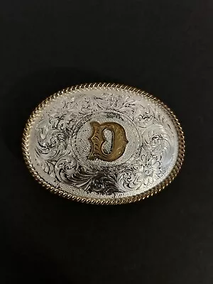 D Belt Buckle Western Initial D Monogram Vintage Montana Silversmiths • $39