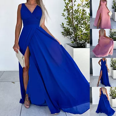£12.09 • Buy Womens Sexy Wedding Bridesmaid Maxi Dress Evening Party Prom Cocktail Ball Gown