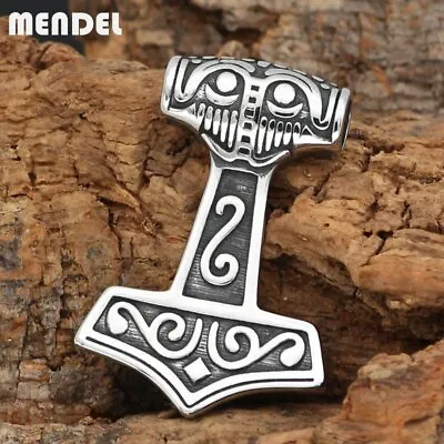 MENDEL Mens Norse Viking Talisman Mjolnir Pendant Necklace Men Stainless Steel • $12.99