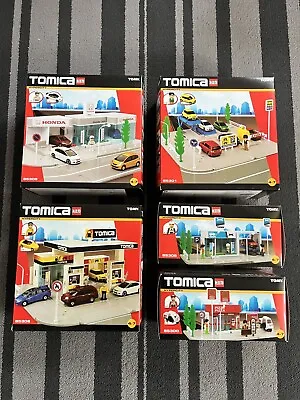 TOMICA Hypercity Set Of 5 HONDA Petrol Station Pizza Shop Parking Lot Mechanic • $449