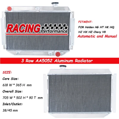 $209 • Buy 3Rows Aluminum Radiator For HOLDEN Kingswood HG HT HK HQ HJ HX HZ V8 Chev Engine