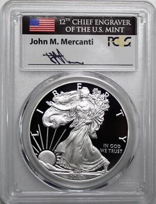 $27 • Buy 2017 W $1 Proof Silver Eagle PCGS PR70 DCAM FDOI Mercanti Signature 1 Of 1500
