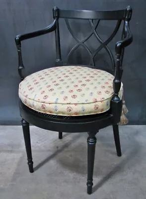 Hickory Chair Black Regency Occasional Chair Caned Seat & Cushion; Mark Hampton • $695