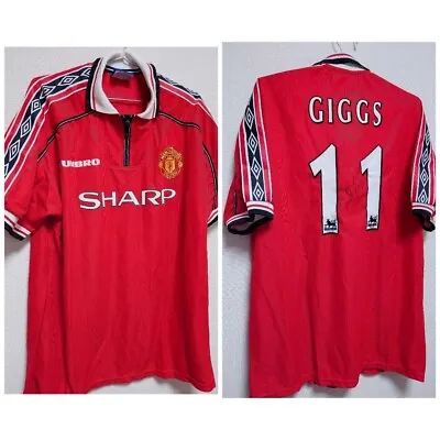GIGGS 11 AUTO XL Manchester United 1998 1999 HOME RED  Jersey VINTAGE Shirt EPL • $299.98