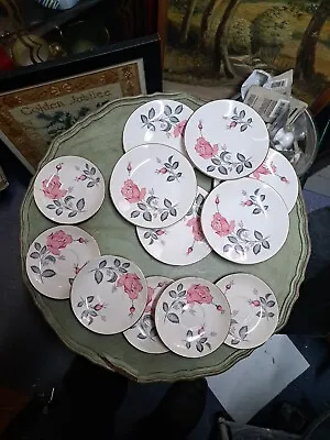 Washington Pottery  England  6xSide Plates And Saucers Red Rose & Leaf Pattern • £35