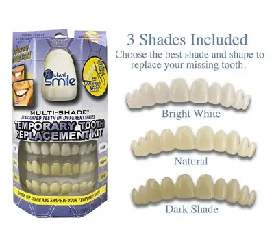 Instant Smile Multi-shade Temporary Replacement Teeth Kit 3 Shades 30 Teeth • $19.95