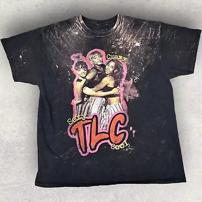 TLC T-Shirt Fits Men's Large Short Sleeve Crew Neck Graphic Dark Gray Bleach • $11.66