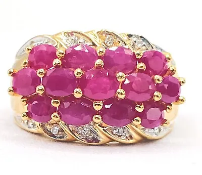 3.00 NATURAL DIAMOND & Ruby Mens Cluster Pinky Ring Yellow GOLD • $488