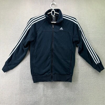 $24.95 • Buy Adidas Mens Track Jacket Sz S Blue White Striped High Neck Full Zip Logo Pockets