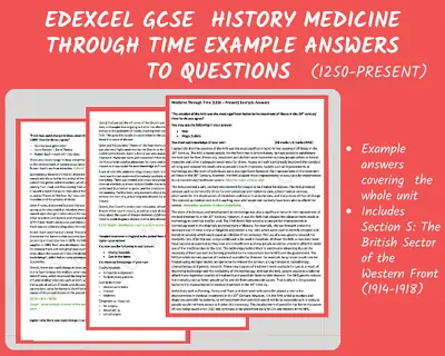 GCSE History 9-1 Edexcel Medicine Through Time Example Answers To Questions • £2.50