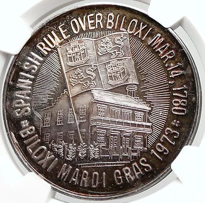 1973 UNITED STATES New Orleans MARDI GRAS Biloxi CARNIVAL Silver Medal I106060 • $2026.19