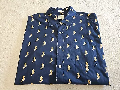 J. Crew SEAHORSES All-Over Print Short Sleeve Button Up Shirt Mens SZ Medium  • $25