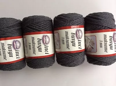 £9.50 • Buy Macrame Cord String  Plant Hangers Craft 4 Rolls 1kg Colour Dark Grey