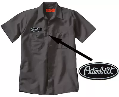 PETERBILT Truck Embroidered Black PATCH + Mechanic WORK SHIRT Trucking • $29.99