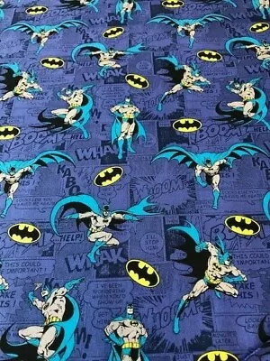 Dc BATMAN 100% LICENSED BLUE COMIC COTTON POPLIN FABRIC PRINT MATERIAL Retro • £3