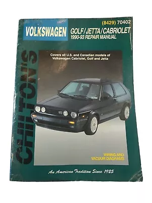 Chilton's Volkswagen: Golf/Jetta/Cabriolet 1990-93 Repair Manual • $10.80