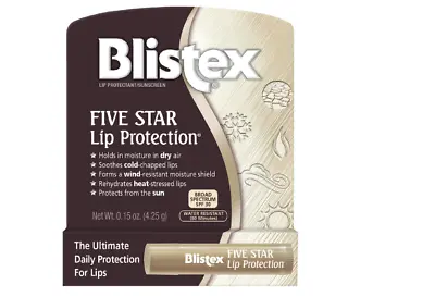 Blistex Five Star Lip Protection Balm – Wind & Water-Resistant 0.15 Ounce • $5.45