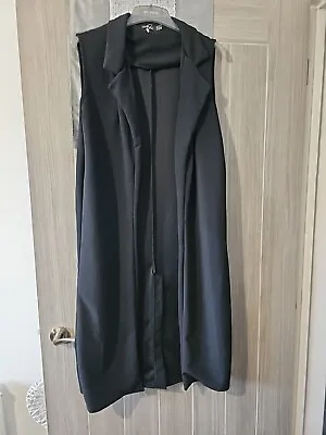 Ladies Boohoo Black Longline Sleeveless Waistcoat Size 12 • £5.99