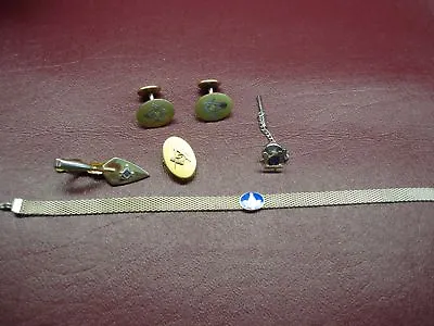 Vintage Masonic  Bean Back  Cuff Links +tie Clip&tac & More - Nice Oldtime Items • $46.91