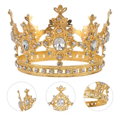 Kids Play Jewelry Rhinestone Golden King Crowns Crystal Birthday • $8.88