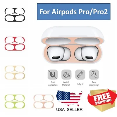 Metal Decal Sticker Skin Protector Cover Dust Guard For Apple AirPods Pro/Pro2 • $1.99