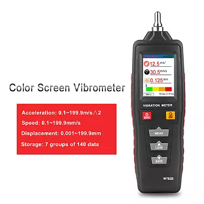 WT63B LCD Digital Vibration Meter Vibrometer Acceleration Displacement Tester • $157.79