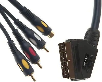 Logik AV8000L Switchable Scart To 3 RCA + S-Video Cable 1.5 Metres • £12.95