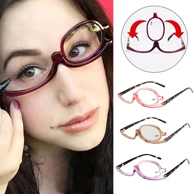 Reading Glasses Makeup Reader Magnifying Rotatable Flip Cosmetic Glasses 1.0~4.0 • $2.93