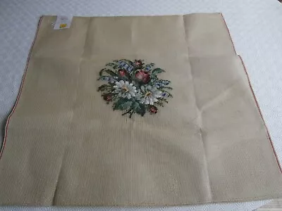 Part Completed  Floral Rose Tapestry Cushion Panel - Fabric 60 X 60cm • £9.99