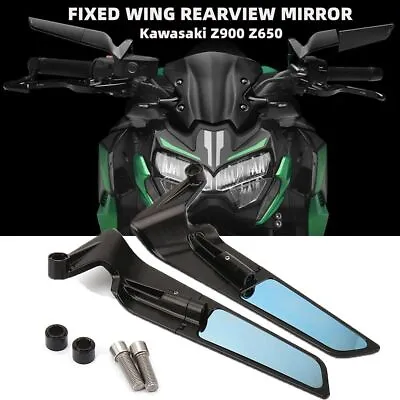 Motorcycle Fixed Wing Rear View Mirrors For Kawasaki Z900 Z650 2021-2023 Black • $138.99