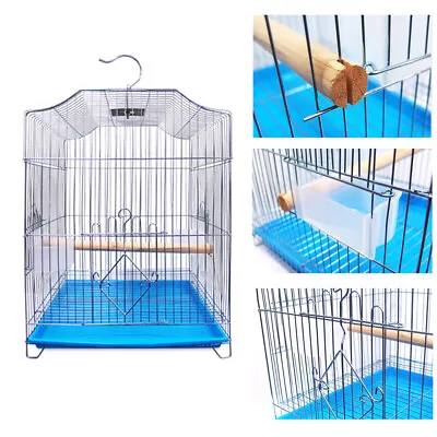 Hanging Metal Bird Cage With Bracket Kit And Feeder Parrot Canary Bird House • $44.64