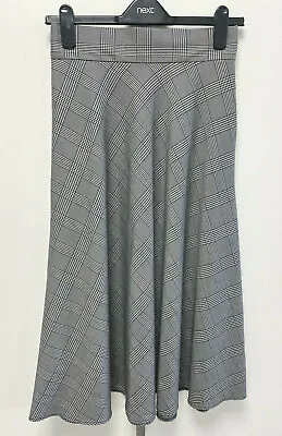 NEW! Marks & Spencer Grey-mix Diagonal Check Flared Midi Skirt With Pockets • £22.99