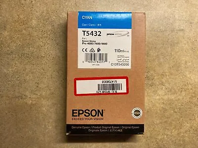 Genuine Epson 110ml Ink T5432 Cyanstylus Pro 4000/4400/7600/9600 H3-4(1) • $21.99