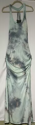 VENUS Maxi Dress Green Tie Dye CRISS-CROSS Strap Back Sleeveless Size L Stretch • $29.99