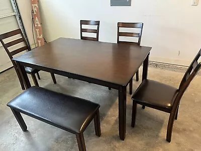 Mission Style Rectangular Wood Dining Table Set For 6 • $195