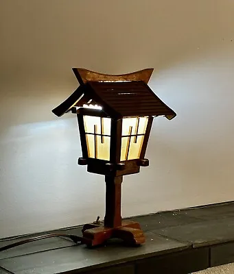 Wooden Japanese Lantern Custom Handcrafted Vintage 1950s • $150