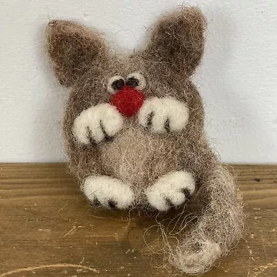 Handmade Needle Felted Cute Cat Animal Brooch Pin Felt Craft • £14.95